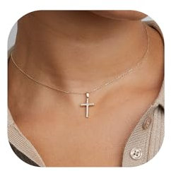 TINGN 14K Gold Gefüllte Personalisierte Kreuz Kette für Frauen - Halskette Mit Anhänger für Damen, Teenager Mädchen - Schmuck Geschenke