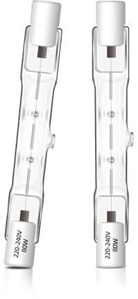 Caldarax 2 Stück R7s Halogen Leuchtmittel 78MM 80W 230V, R7S Halogenstablampe Dimmbar, 1400LM 2700K Warmweiß R7s Halogenstab, Linear Halogen J78 R7s für Flutlichter, Landschaftsleuchten