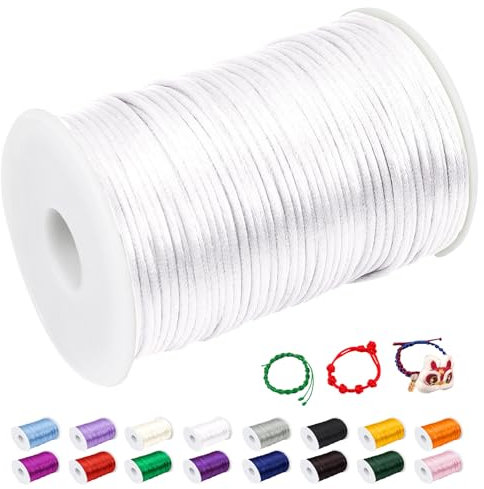 CAMAL Nylonschnur 2mm nylonfaden 100m Armband Schnur für Perlenschnur Nylon makramee Schnur für Chinesische Knüpfschnur, Windspielschnur, Kunsthandwerk (Weiß)