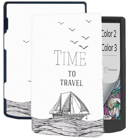 Étui pour Pocketbook Inkpad Color 3/Color 2/InkPad 4/Vivlio InkPad 4 eReader Pocketbook Couleur 2 Couverture en cuir TPU avec mise en veille/réveil automatique pour étui PocketBook (heure)