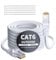 Mygatti 5 Metri CAT6 Cavo Ethernet per Esterno/Interno-bianco,cavo di rete Internet Gigabit,resistente,impermeabile,posa diretta,per fotocamera POE,cat 6 cavo patch LAN RJ45+25 fascette