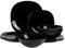 LaGlint 12 Teilig Set Tafelservice 4 Personen, Schwarz Geschirrset Opalglas Quadratisch, Beinhaltet Müslischalen, Dessertteller und Speiseteller