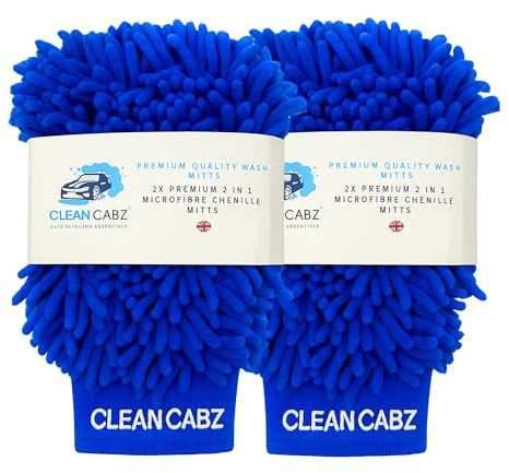CleanCabz®: Premium 2x Professional Car Wash Mitt - 2 Per Pack Premium Double Sided Microfibre Car Wash Mitt