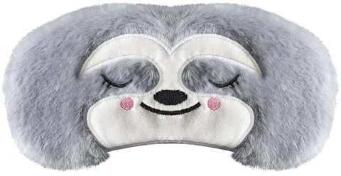 Mezeic Schlafmaske Küken Augenmaske für Schlafen Neuheit Plüsch Schlafmasken Reisen Nickerchen Augenbinde Augen Abdeckung Nachtmaske für Kinder Mädchen Jungen Damen (Faultier, Grau)