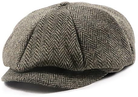 Herren Schiebermütze Baskenmützen Schirmmützen Barett Cap Retro Herringbone Bakerboy Newsboycap Gatsby Flat Cap 1920s Kostüm Accessoires Mütze