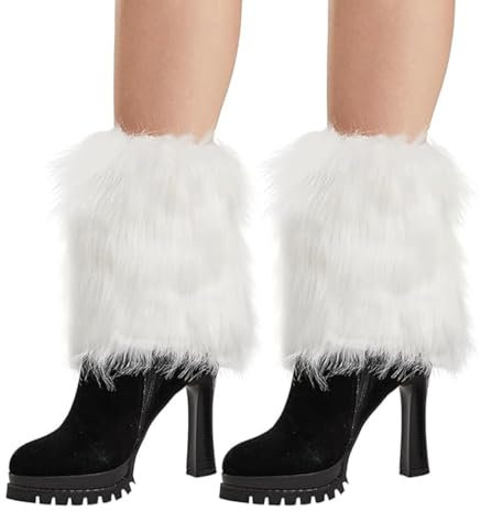 KGDUYC Scaldamuscoli da donna Scaldamuscoli, abbigliamento in pelliccia, scaldamuscoli y2k, per stivali, scaldamuscoli, copristivali in pelliccia sintetica, polsini da donna, 20 cm (bianco)