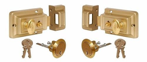 Unibos | 2X Rim Night Latch | Door Lock Gate Bolt Stainless Steel Door Latch Gate Latch for Door Lock | Mushroom Rim Knob | Night Latch with Keys