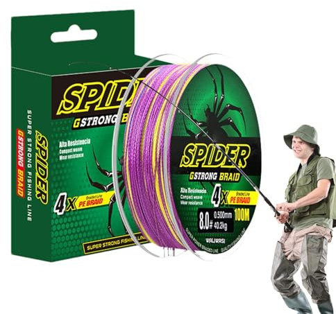 Generico Filo da pesca intrecciato, PE a lungo raggio, resistente all'abrasione, 328 FT, Colore: Colorato2