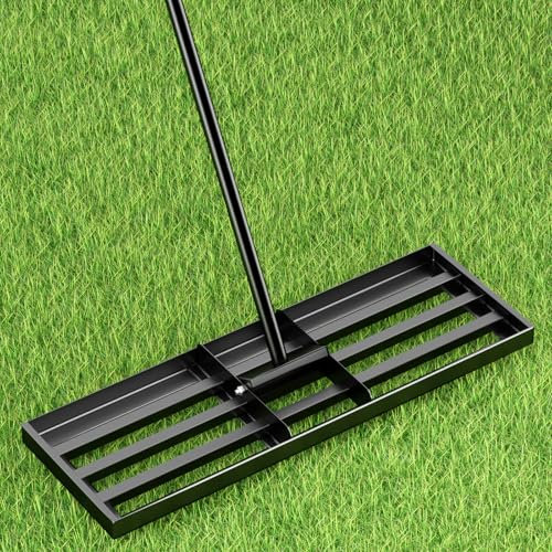 Lawn Leveling Rake, 45” x10”Stainless Steel Lawn Leveler Tool, Ground Leveler for Yard with 78”Adjustment Long Handle, Levelawn Lute for Grass, Golf Field, Garden and Courtyard
