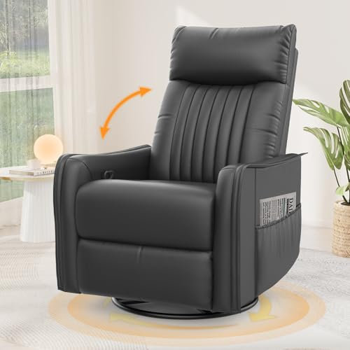 Srfzluxy Recliner Armchair Swivel Rocking Chair with Extended Footrest,3-In-1 Reclining Chair For Living Room, Adjustable Single Sofa with Dual Side Pockets