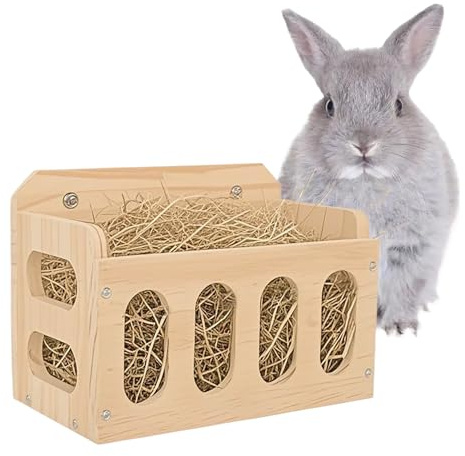 aleawol Wooden Rabbit Hay Feeder Rack | Rabbits Hay Rack Holder, Suitable for Guinea Pigs, Hamsters, Chinchillas and Other Small Animals