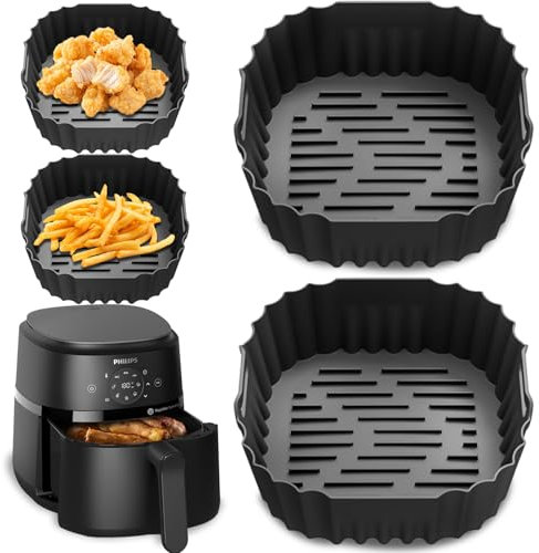 Moule Silicone Air Fryer, 2 Pièces Accessoires Air Frye pour Philips 2000 Série NA230 XL 6,2L, Cecotec Cosori Turbo Blaze 5,5L 6L 6,2L 22cm Réutilisable Airfryer Accessoires au lieu du papier cuisson