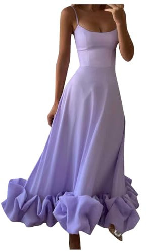 NNGOTD Robes de Soirée Longue pour Femme Robe de Cocktail Décontractée en sans Manches Col en V Maxi A-Line pour Bal de Promo Anniversaire Cérémonie Midi Dresses Pas Cher Solde (3C Violet,M)