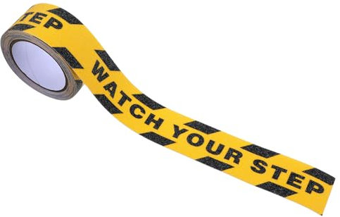 Watch Your Step Caution Tape,Mind the Step Sign 1.97in*16.4ft Wet Floor Sign Roll Anti-Slip Tapes Yellow Black Waterproof Safety Hazard Tapes for Stairs Steps Ladder Indoor Outdoor Tread Floor Caution