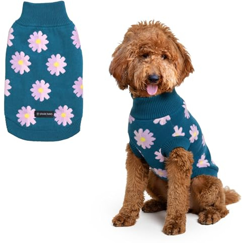 Spark Paws Strickpullover für Hunde – Winterkleidung, Klein, Mittel, Groß | Stretchkragen, Bündchen und Saum, tiefer V-Ausschnitt, weiches Polycore-Garn, maschinenwaschbar