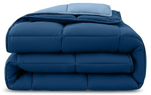 wometo 4-Jahreszeiten Steppbett Wende-Design ca. 135x200 cm (2 Bettdecken, 3-in-1) – dunkelblau & blau – warme Winterdecke + leichte Sommerdecke I ohne extra Bezug verwendbar I Oeko-TEX geprüft