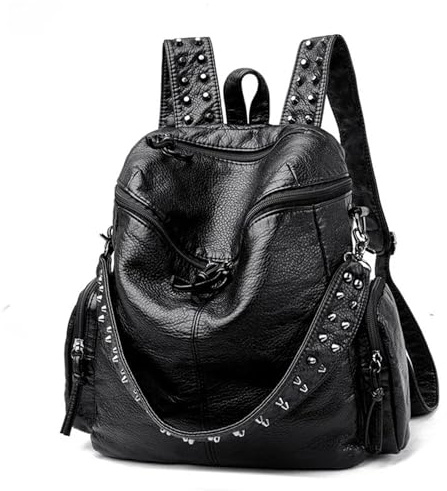 XIEHYA Nieten Rucksack Rivet Damen Rucksäcke Multifunktions Schultertasche Große Kapazität Weiche Leder Schultaschen Reiserucksack