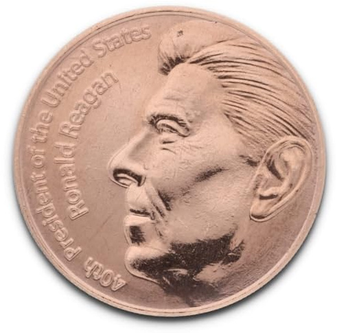 1 oz (AVDP-Unze) 99.9% reines Kupfer - Kupfer Rundbarren Präsidenten der Vereinigten Staaten in original Lindner Kapsel (Reagan)