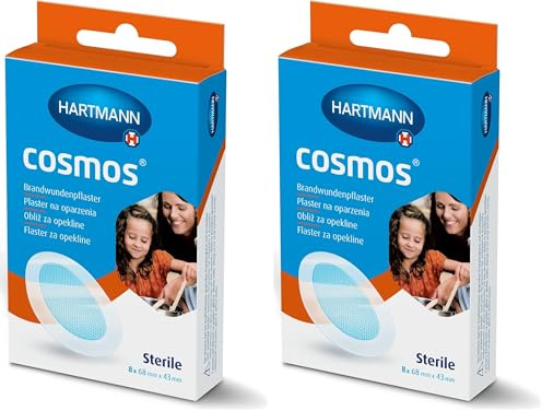 Cosmos Brandwundenpflaster: Fördert die Heilung von kleinen Brandwunden durch Hydrogel-Technologie, 68 x 43mm, 8 Stück (Packung mit 2)