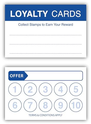 100 PCS 85 x 55 mm Loyalty Cards for Customers – Stamp Reward Cards for Small Business, Restaurant, Coffee Shop, Beauty & Hair Salon, Gym & Retail