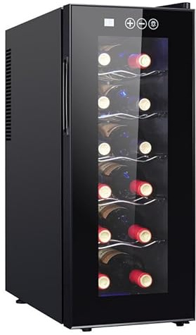 GQKVQ 12 Bottle Wine Fridge,with Glass Door,8~18℃ Digital Temperature Control,for Red, White, Champagne, and Sparkling Wine