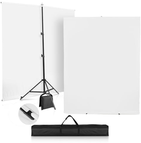 SEDGEWIN White Backdrop with Stand 6.5x5ft, Photography Backdrop Kit with Upgraded Background Stand Chromakey Support for Photo Studio Streaming Gaming YouTube Video