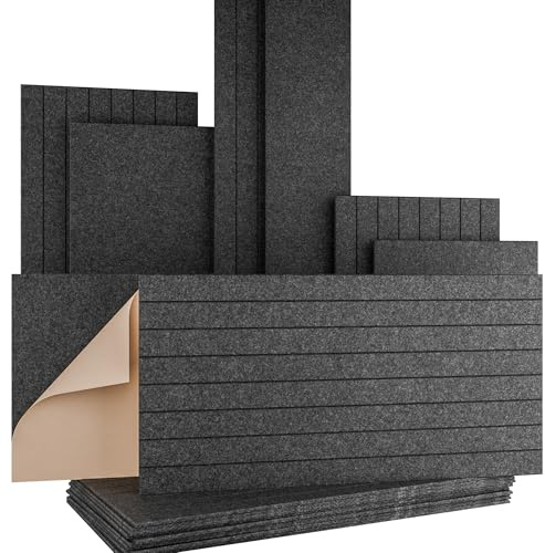 AKUSTIKO Akustikpaneele Selbstklebend 120x60cm - 4 Stück Graphit Akustik Wandpaneele Schallschutz & Raumakustik Panels Filz 9mm Hexim Decken- & Wandverkleidung Wandbelag Design (2.88m²)