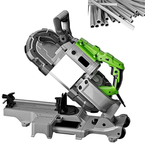 Portable Electric Band Saw with Light, 6-Speed Adjustment, Ideal for Cutting Metal, Copper, and Aluminum, Compact Design for Easy Handling