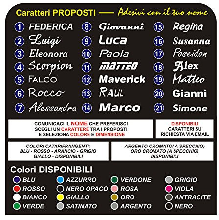 3 ADESIVI NOME kart corsa rally gara pilota tuning gran premio pista moto cross (LUNGHEZZA (cm 25))