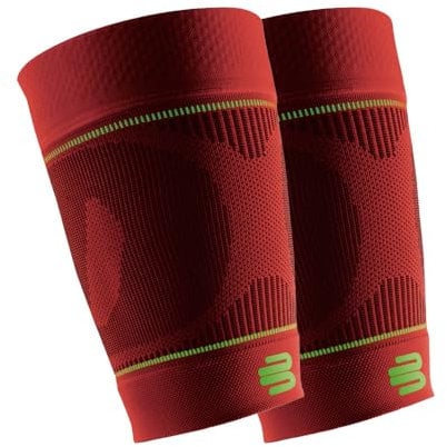 BAUERFEIND, 1 Paar Sport Kompressions-Oberschenkelbandagen, Unisex, Rechts und links tragbar, Für Ball- und Ausdauersportarten, Stärkung der Muskulatur, Gr. XL extra lang, Rot, 29345723500044