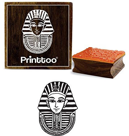 Printtoo AEgyptische Maske Square Holz Stempel Craft Briefmarken Schrott-Buchung-3 x 3 Zoll