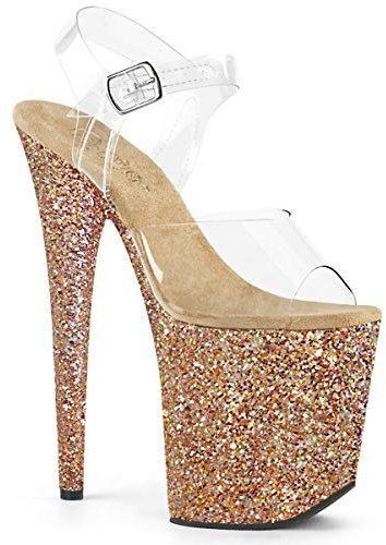 Pleaser FLAMINGO-808LG Clr/Rose Gold Multi Glitter UK 5 (EU 38)