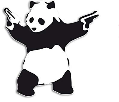 Banksy Shooting Panda Kult Aufkleber | Art Wand Graffiti Vinyl Sticker | Style Trend Deko Wetterfest UV-Beständig