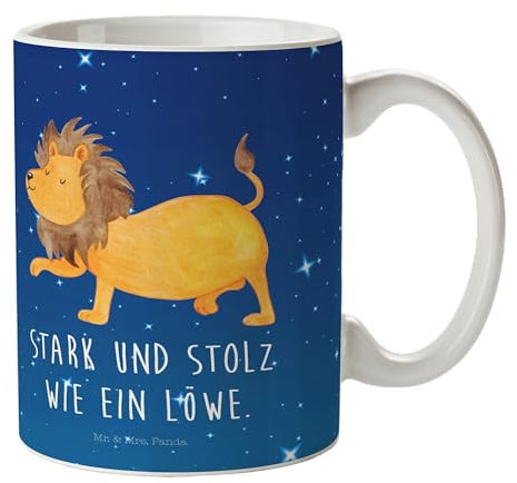 Mr. & Mrs. Panda Tasse Sternzeichen Löwe - Geschenk, Kaffeetasse, 325 ml, Keramiktasse, Löwe Motiv, König der Tiere