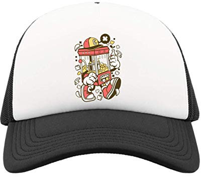 Cartoon Style Pop Corn Machine and Cola Drink Trucker Baseball Cap One Size