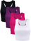 4 Pezzi Reggiseni Sportivo Canotte di Base Smanicato Racerback Crop Reggiseni in Cotone per Donna（Nero, Bianco, Rosa Rossa, Viola, M）