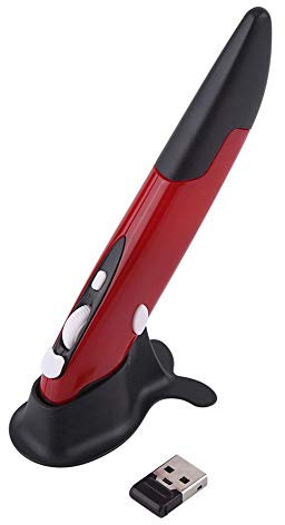 cigemay Stylo de Souris Optique sans Fil 2,4 GHz, Mini Souris Air Plug & Play écriture Manuscrite USB Souris réglable 500/1000 DPI pour Ordinateur Portable/Ordinateur/PC/Tablette(Rouge)