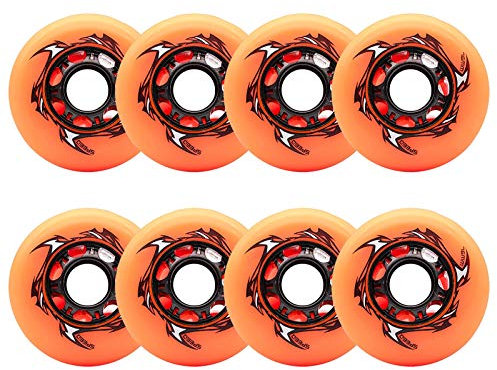 JHKJ Inline Skate Rollen Spielerwahl Rollhockeyräder 86A Soft Inline Ersatzskate 8Er Pack Outdoor Speed Skates Ruote Inline Skate Wheels 72mm 76mm 80mm,Orange,76mm