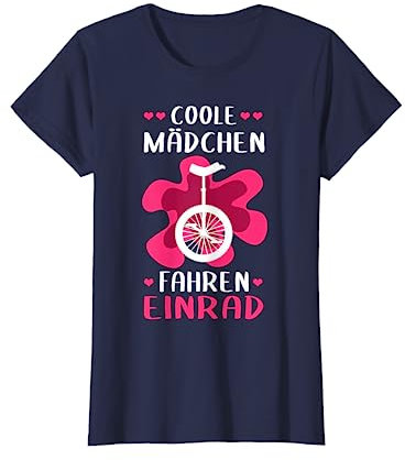 Schöne Geschenkideen für sportliche Mädchen - Coole Mädchen fahren Einrad! T-Shirt - Blau - S - Retro - Rundhals - Halbarm - Damen/Sport - Mädchen - Winter