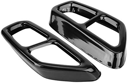 Akozon Exhaust Pipe Cover, 2Pcs Stainless Steel Glossy Black Car Car Exhaust Tips, Exhaust Tailpipe Trim Professional Car Tail Tip Pipe Trim For 5 Series G30 2017-2018