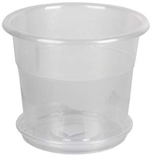 Cofan Maceta Redonda de plástico Transparente | Dimensiones 23.5 x 20 cm + Plato 20 cm | Pack 12 Unidades