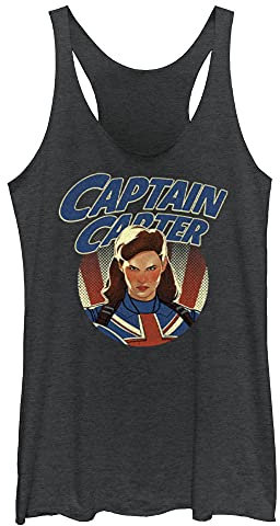 Marvel Mug Captain Mean T-Shirt, Noir chiné, XS Femme
