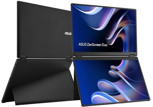 ASUS ZenScreen MB14FCD 14 Zoll WUXGA IPS Foldable Dual Portable Monitor | Power Pass-Through, 100% sRGB, Dual USB Type-C, Mini-HDMI, Autorotation, Laptop-Bildschirm-Erweiterung