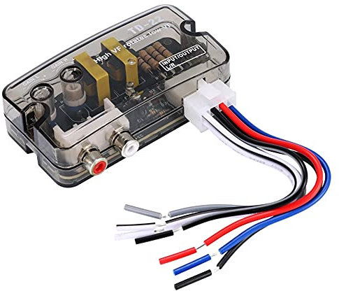 iSpchen Auto Audio Converter High Low Stereo Lautsprecher Level Adapter Signalwandler mit Steuerkabel Cinch Lautsprecherkabel Konverter für Auto Audio Lautsprecher CD-Player