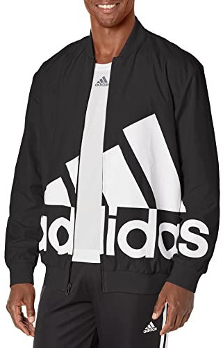 adidas Coupe-vent Essentials avec logo g ant pour homme, Noir/blanc, M
