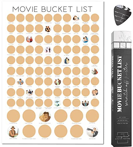 100 Filme Scratch-Off Poster Bucket List - Metallisch/neutral - Film - Ungerahmt - Wohnzimmer-Dekor, Heimkino, Geschenk für Filmliebhaber und künstlerische oder kreative Räume