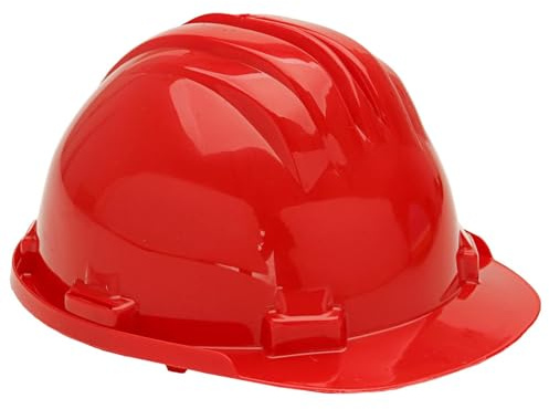 Vented Safety Helmet Lightweight 8 Point Harness Construction Work Hard Hat with Slip Ratchet (Red)