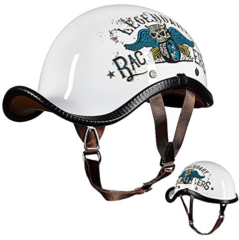 SDFGDFD Mezzo Casco Aperto per Motocicletta,Mezzo Casco da Motociclista retrò Portatile Jet Casco Scodella ECE/DOT Omologato Retro Casco Moto Aperto