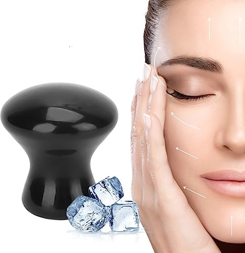 2pcs Gua Sha Facial Tools Face Massage Roller Mushroom Shape Facial Cream Auxiliary Tool Face Lift Remove Lines Massage Roller Tool Facial Massage Tools Gua Sha Massage Tool Black