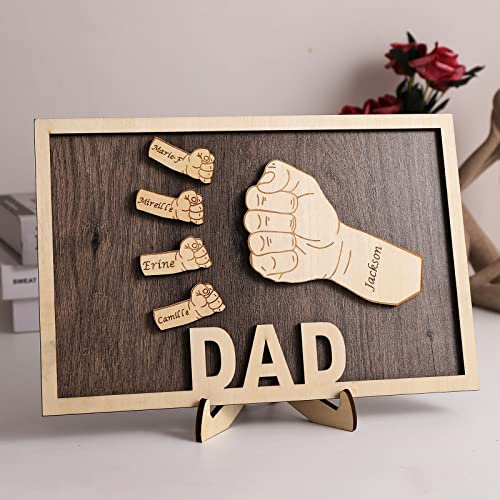 SOULSIS Signe De Noms De Famille Personnalisé, Cadeau Personnalisé Pour Papa, Pour Grand-père, Cadeau Des Enfants Pour Papa, Panneau En Bois, Décor En Bois, Panneaux De Bureau, Arbre Généalogique